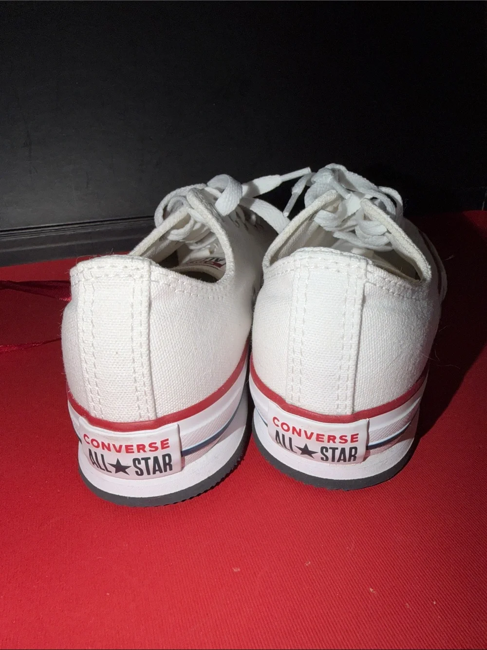 Converse Kids White Canvas Low-Top Sneakers with Red Stripe